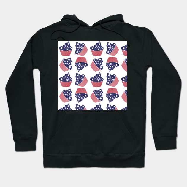 4 th of July cup cakes Pattern Hoodie by justrachna